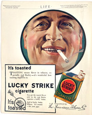 LUCKY STRIKE CIGARETTES 1919 colorido anuncio de tabaco antiguo está tostado