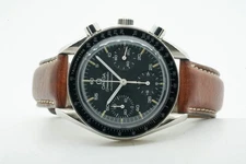 Omega Speedmaster Reduced 3510.50 351050 39mm Black Dial Leather Strap