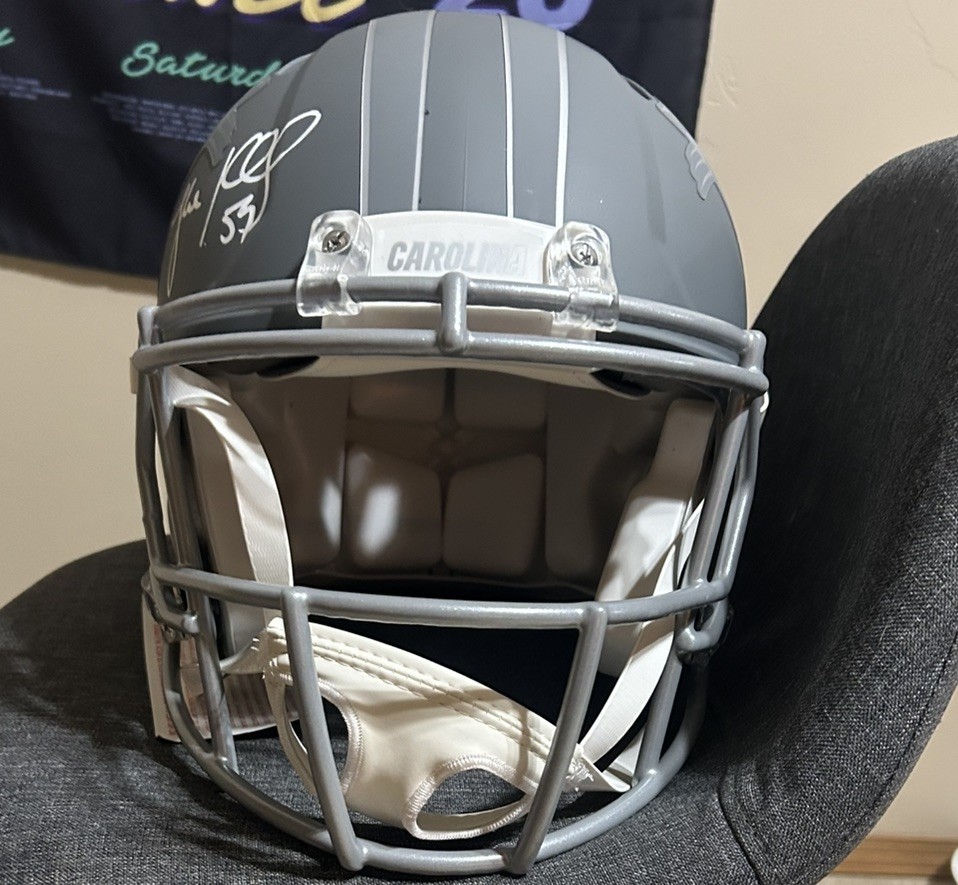 Luke Kuechly Autographed Signed Carolina Panthers Slate Speed Helmet - Beckett 