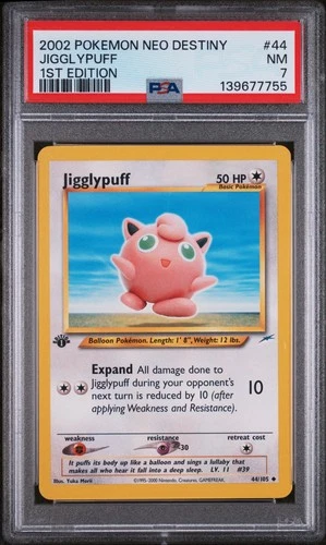 2002 POKEMON NEO DESTINY 1ST EDITION #44 JIGGLYPUFF PSA 7