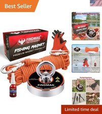 Super Strong Neodymium Fishing Magnets Kit, 500 LBS Pulling Force Magnetic Fi...