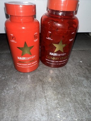 HAIRtamin GUMMY STARS and advanced formula both bottles vitamins for hair
