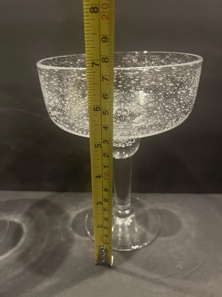 "3 vasos de margarita de burbujas grandes vintage transparentes de 7"" de alto nunca usados vidrio pesado" Foto 4 de 4