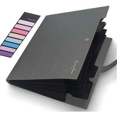Expanding File Folder 5 Pocket A4 Document Organizer Portable Grey