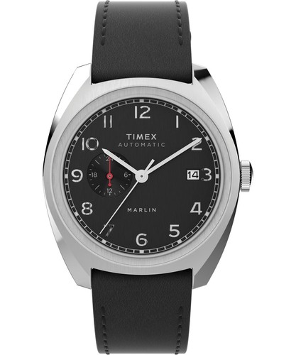Mens Automatic Wristwatch TIMEX MARLIN TW2V62100 Leather Black