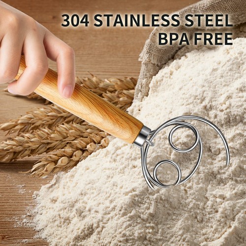 Danish Dough Whisk Stainless Steel Dough Hook Dutch Whisk for Sourdough Bread... - Picture 3 of 8