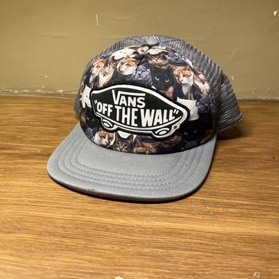 Vans Off the Wall Trucker Snapback Hat Cats ASPCA Cat Pattern Skater Skateboard