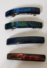 Dichroic Glass Hair Clip / Barrette, various colors, 3", NEW. Sold separately.