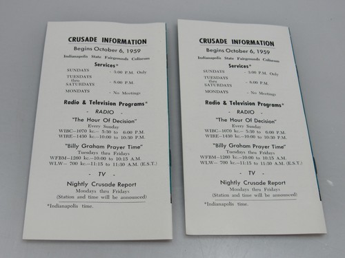 1959 Billy Graham Kreuzzüge Namensschild Broschüre Button Pin Lot Indianapolis Vintage - Bild 9 von 13