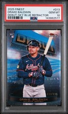 2025 Topps Finest - Debut Drake Baldwin #D-13 Blue Refractor /150 (RC) PSA 10