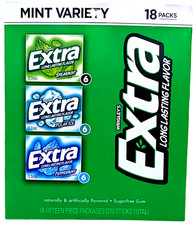 Wrigley's Extra Mint Sugar Free Chewing Gum Variety Pack 18 Packs x 15 Pcs 07/26