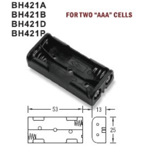 Battery Holder For 2 AAA Batteries - COMF BH-421A - Picture 2 of 2