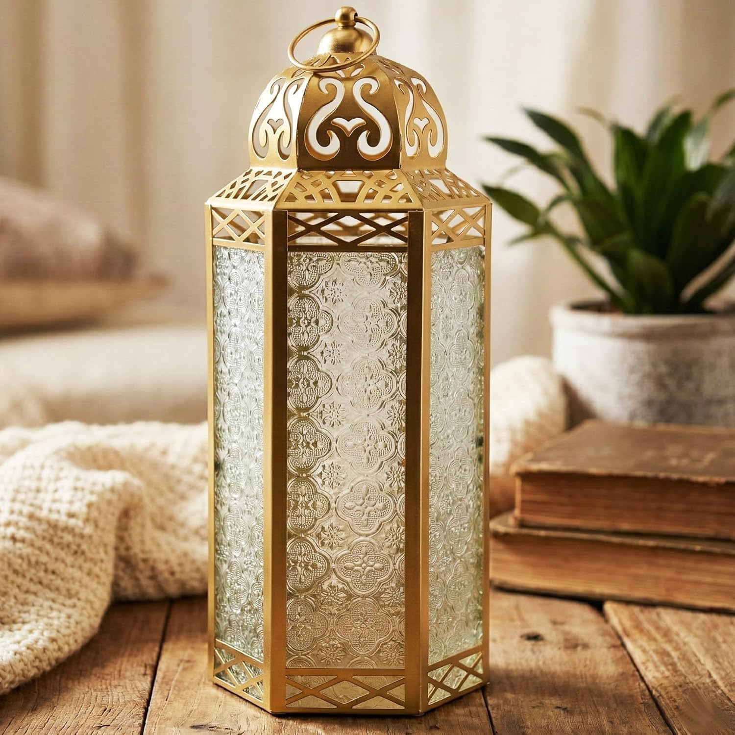 Lanterna Decorativa Ramadan 40cm Stile Orientale Vetro Colorato