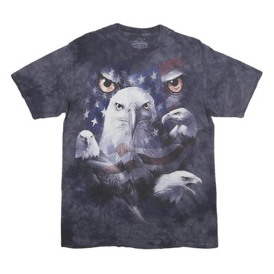 THE MOUNTAIN Herren T-Shirt Schwarz Grafik M Kurzarm Rundhals Adler