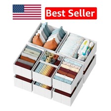 Foldable Drawer Organizer Set of 12 in Chic White-Grey for Effective Sorting