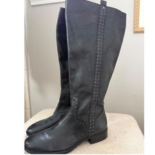 Sam Edelman Wide Calf Penny Black Leather Studded Tall Riding Boots Western Boho