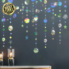 Twinkle Star Garland Iridescent Hanging Decor for Birthday Eid Disco Party