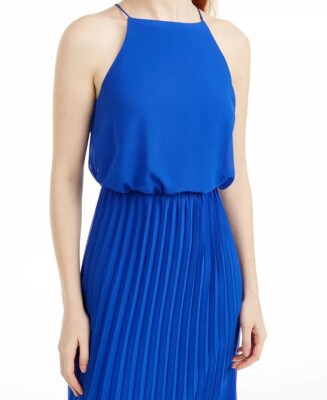 Sam Edelman Blueberry Pleated Chiffon Midi Dress, US 2