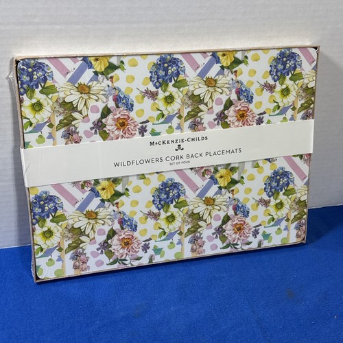 MacKenzie Kinder Wildblumen Blumen Kork Rückseite Tischsets NEU 4er Set