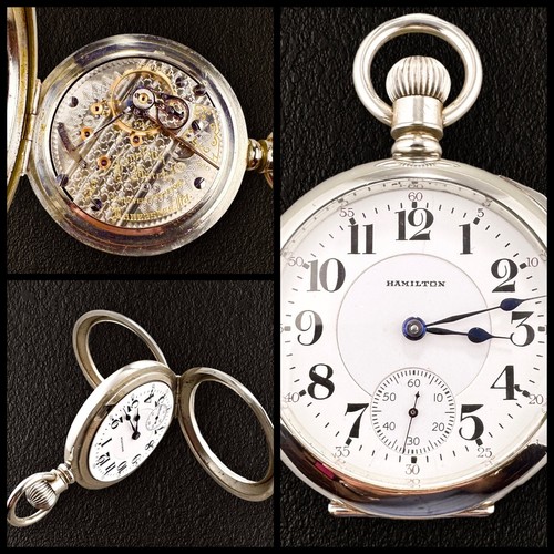 18s Hamilton 940 Pocket Watch 21j RARE See Through Clear Back Case Serviced