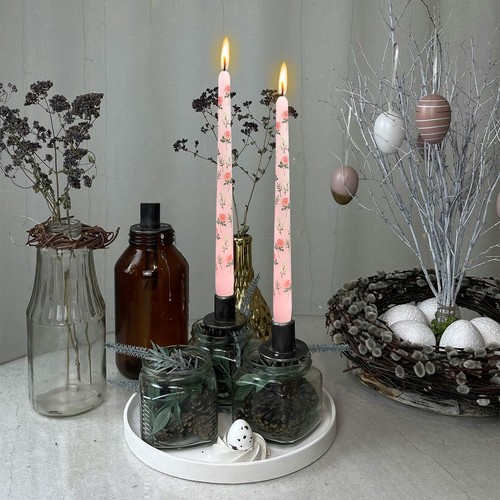 2025 New Floral Printed Dinner Candle Set of 4 Unscented Taper Candles 10" Taper - Picture 3 of 43