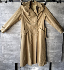 Vintage 1970s Unbranded Double-Breasted Beige Nylon Belted Trench Coat Size 12