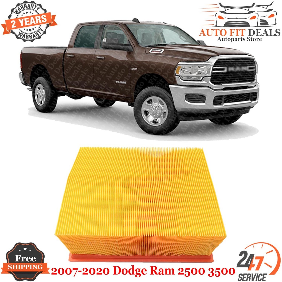 Air Filter For 2007-2017 Dodge Ram Truck 2500 3500 6 Cyl 6.7L Diesel Engine  | eBay