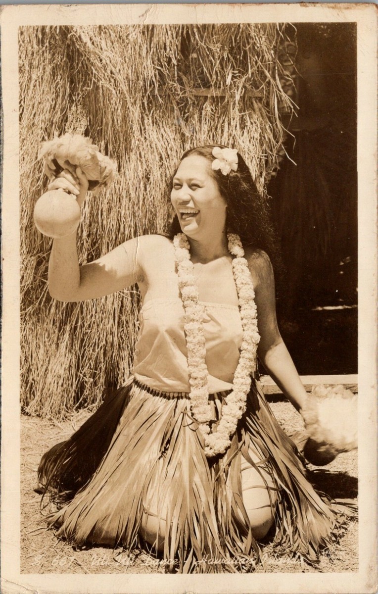 Vintage Hula Girl Photo Posted September 1941 Honolulu Hawaii RPPC