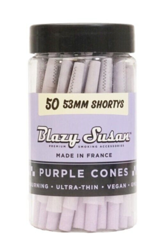 Blazy Susan 53mm Shortys Purple Cones Rolling Papers 50 Pack Pre-Rolled w/Filter. Available Now for 18.99