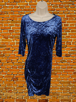 NEU MIT ETIKETT NEXT PETITE UK 12 BLAU CRUSHED VELVET ANLASS PARTY GERAFFT BODYCON KLEID