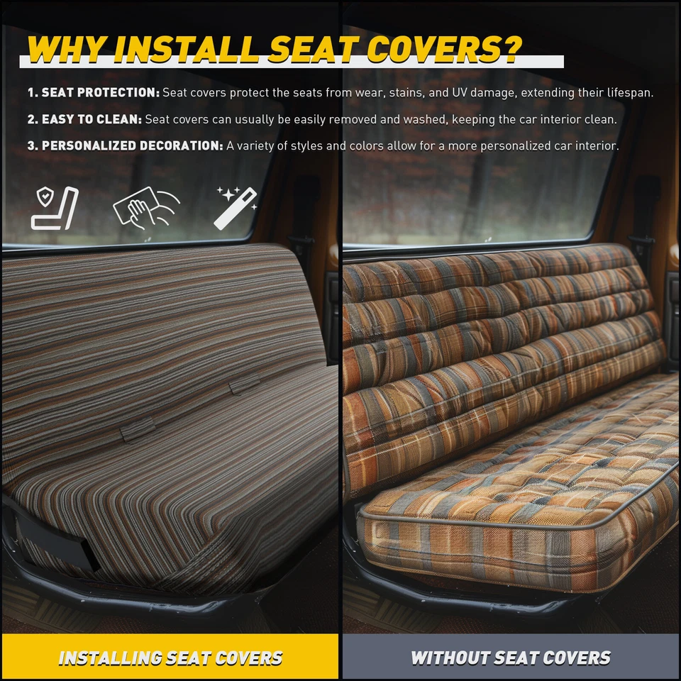 For GMC C/K1500 2500 3500 Saddle Blanket Seat Cover Truck Front Bench Car Cover Foto 4 de 4