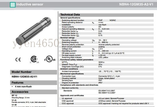 Original PEPPERL & FUCHS, NBN4-12GM35-A2-V1 INDUKTIVER PROX SENSOR - Bild 1 von 1