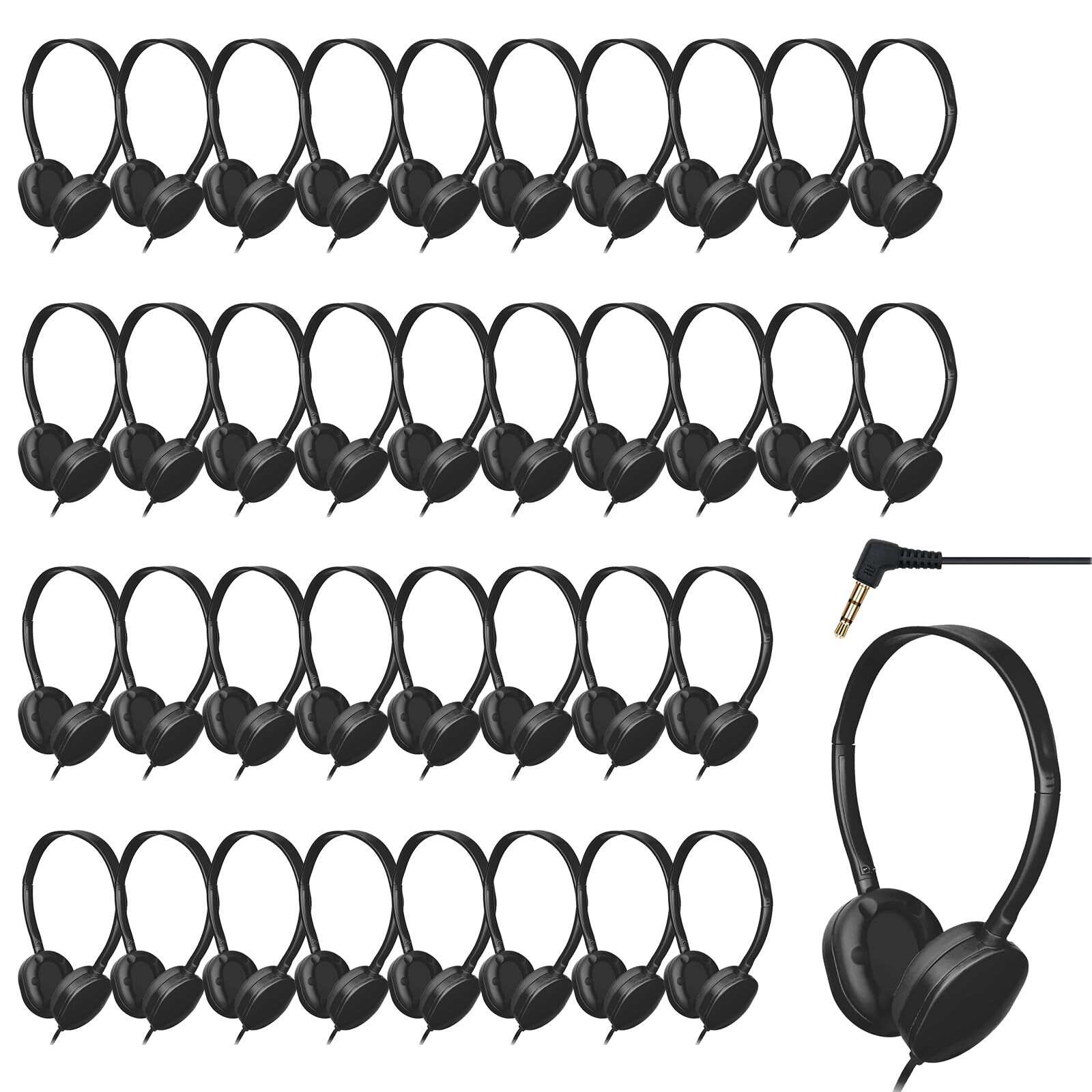 Kids Headphones Bulk 36 Pack for Classroom School, Durable Wholesale Wired He...