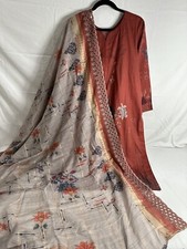 Pakistani Lawn Printed Kameez shalwar with lawn embroidery dupatta XL bust 44