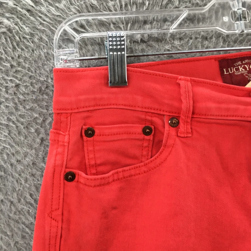 Pantalones cortos Lucky Brand Sweet N para mujer 4/27 rojo mezcla de algodón tiro medio 5 bolsillos Foto 3 de 4