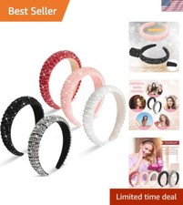 5 Pcs Rhinestone Headbands - Elegant Glitter Accessories for Every Occasion