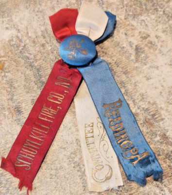 Parade Ribbons Antique Parade Ribbon C.1890s Schuylkill Fire Co No 1 Reading PA ...