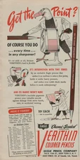 1945 Verithin Colored Pencils Eagle Pencil Co. Get the Point VINTAGE PRINT AD