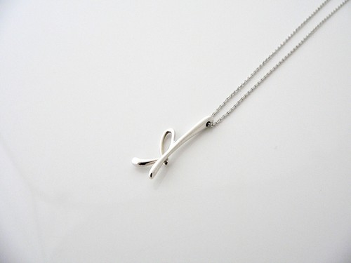 Tiffany & Co Silver Peretti Alphabet K Necklace Pendant Charm Chain Gift Love - Picture 4 of 5