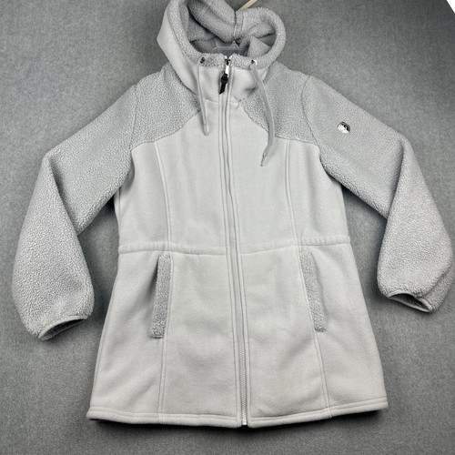 1 Madison Jacket Womens M Gray Expedition Teddy Fleece Full Zip Hood Sherpa Hike