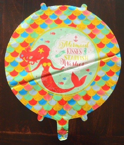 Mermaid Round Foil Helium Balloon 44cm (x2) Girls Decoration Red Gold Balloons - Picture 3 of 4