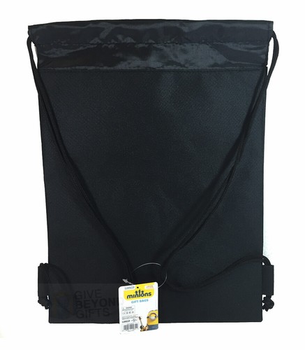 Dreamworks Minions Drawstring Theme Park Tote Bag School Backpack Gym Bag Black - Imagen 2 de 4