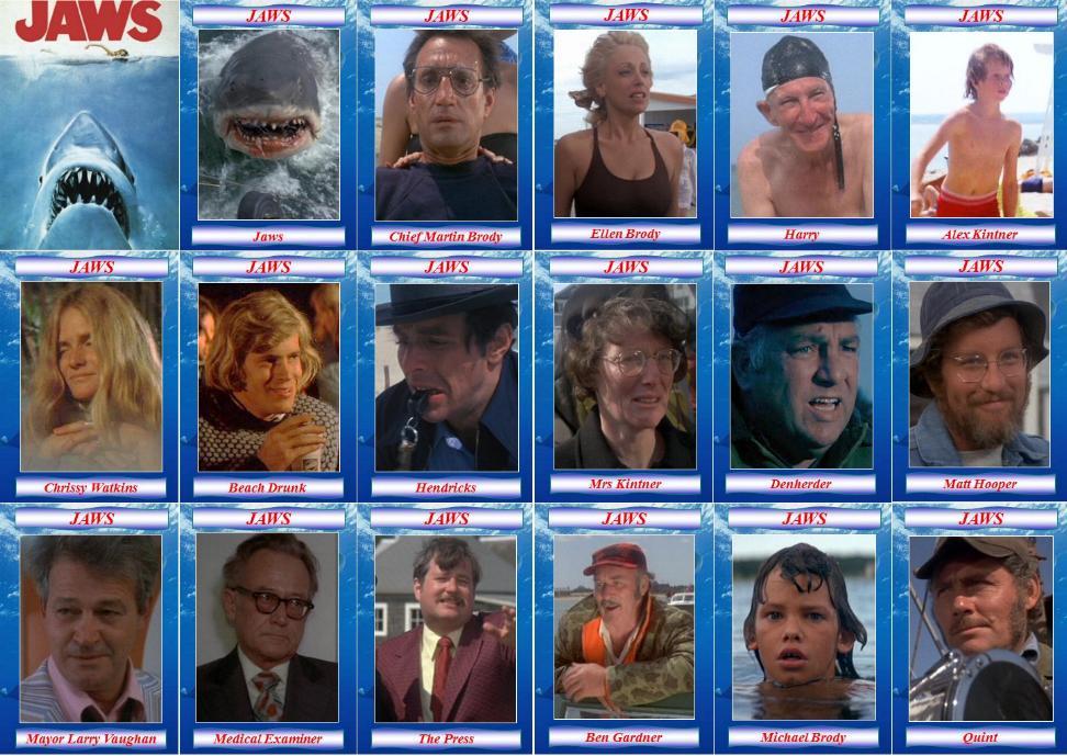 Jaws movie trading cards. Shark Scheider Gary Amity
