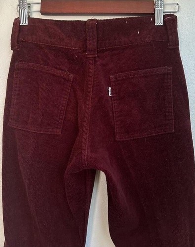 Vintage 1970s Burgundy Levi Corduroy Bell Bottom Jeans Pants - Picture 2 of 10