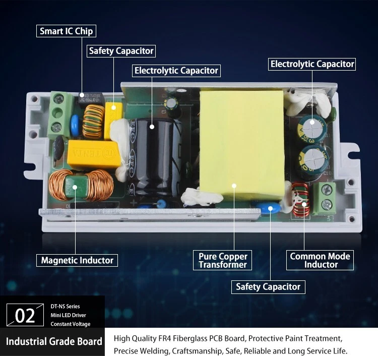 Trasformatore DT-NS IP20 AC220V DC12V LED Driver, Constant Voltage, 48Watt Max - Immagine 4 di 4
