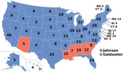 1964 US PRESIDENT ELECTION ELECTORAL COLLEGE MAP POSTER PICTURE PHOTO PRINT 6464