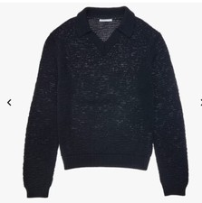 Helmut Lang Men  s 100 Cotton Polo Pullover Black Sweater Size M 425