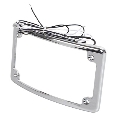 Chrome Curved License Plate Frame w/LED Light For Harley Tri Glide Ultra  Limited