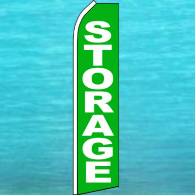STORAGE FLUTTER FLAG Green Tall Curved Advertising Sign Feather Swooper Banner