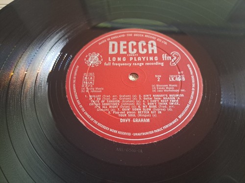 Davy Graham Folk Blues And Beyond... LP UK 1964 Decca Mono EX - Foto 6 di 6